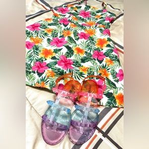 Steve Madden Girls Shoe  Travel Flat Sandal & a Rue 21 floral dress